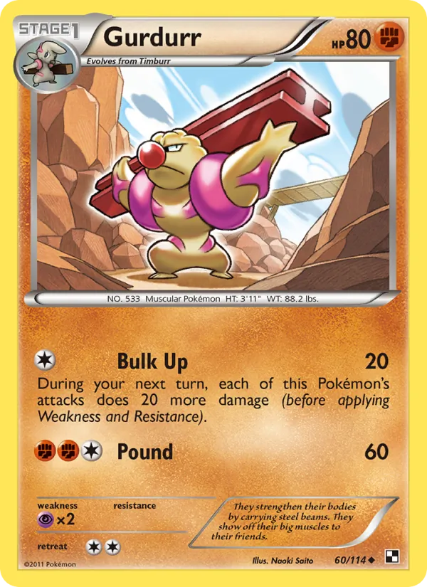 Gurdurr - Black & White Pokemon Card