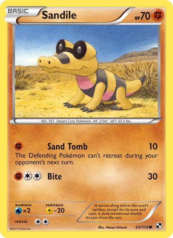 Sandile - Black & White Pokemon Card
