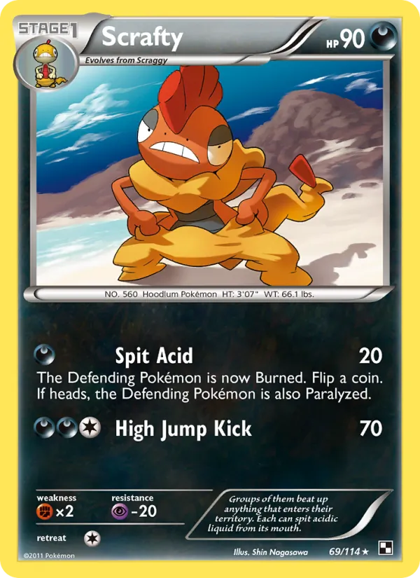 Scrafty - Black & White Pokemon Card