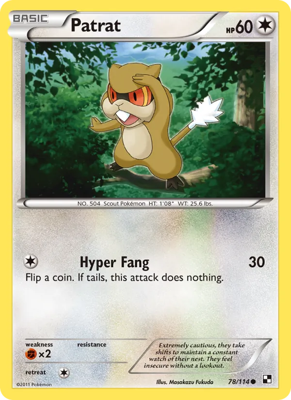 Patrat - Black & White Pokemon Card