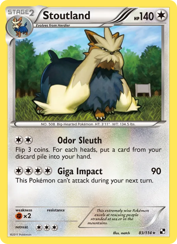 Stoutland - Black & White Pokemon Card
