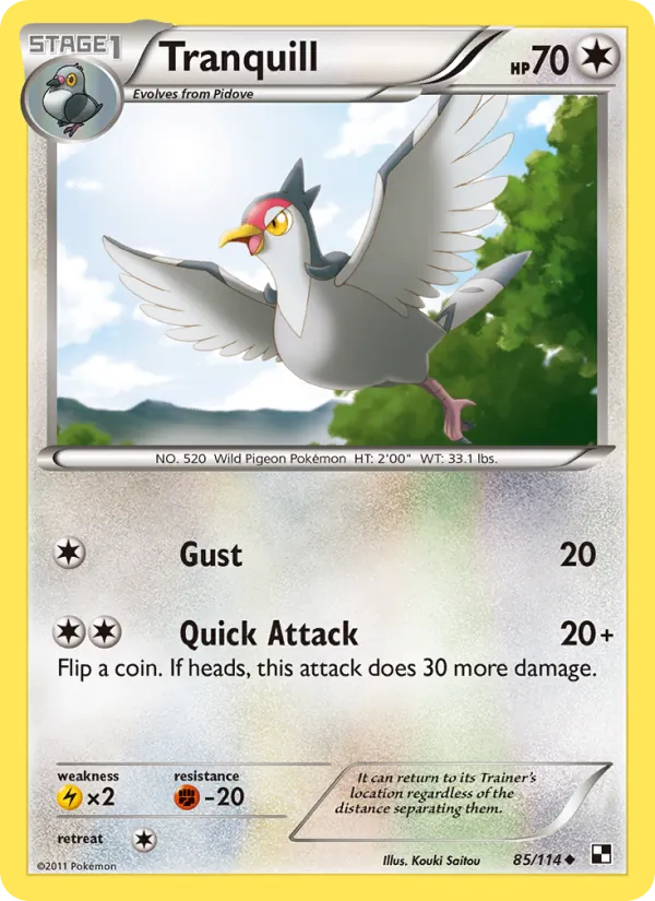 Tranquill - Black & White Pokemon Card