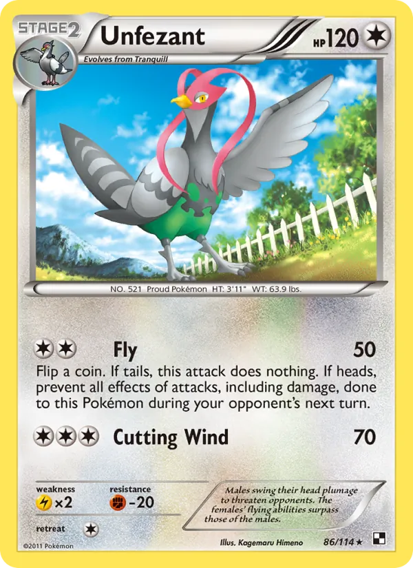 Unfezant - Black & White Pokemon Card