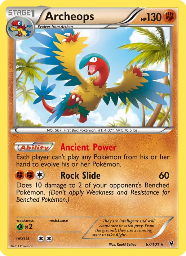 Archeops - Noble Victories Pokemon Card