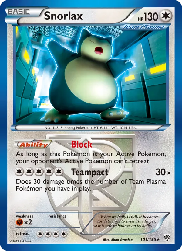 Snorlax - Plasma Storm Pokemon Card
