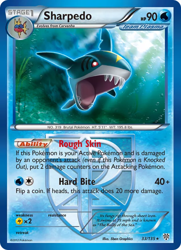 Sharpedo - Plasma Storm Pokemon Card