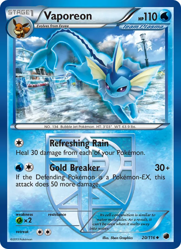 Vaporeon - Plasma Freeze Pokemon Card