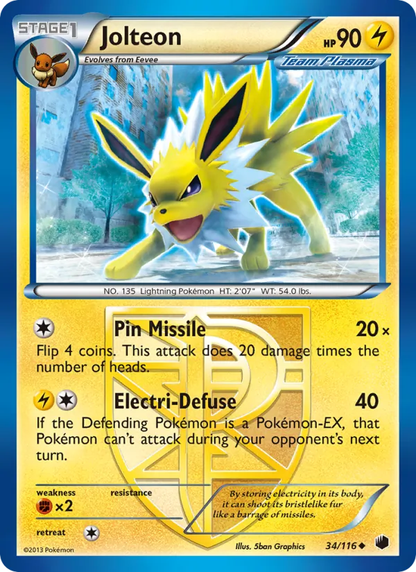 Jolteon - Plasma Freeze Pokemon Card
