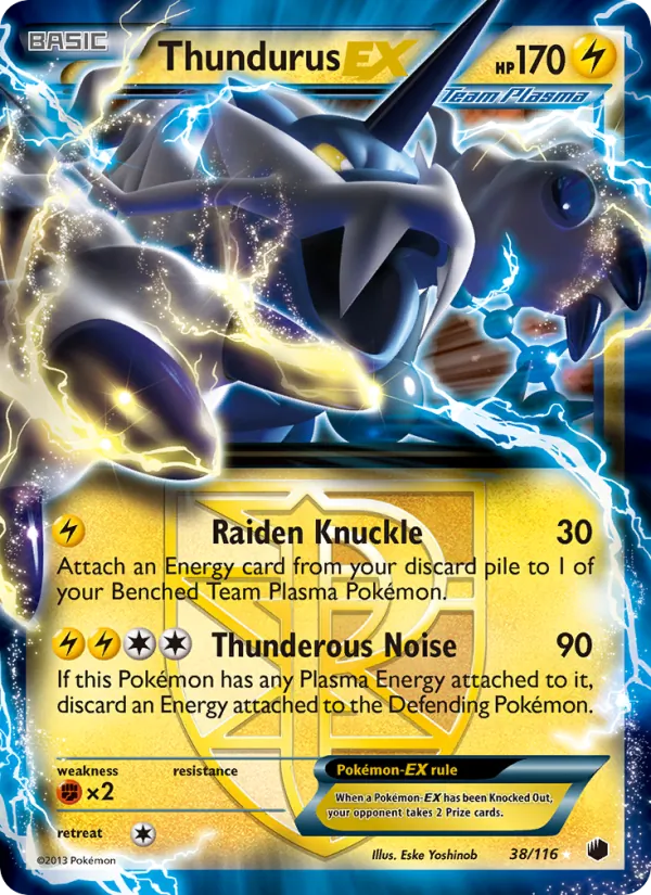 Thundurus-EX - Plasma Freeze Pokemon Card