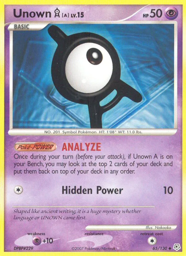 Unown A - Diamond & Pearl Pokemon Card