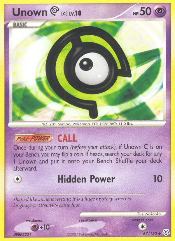 Unown C - Diamond & Pearl Pokemon Card
