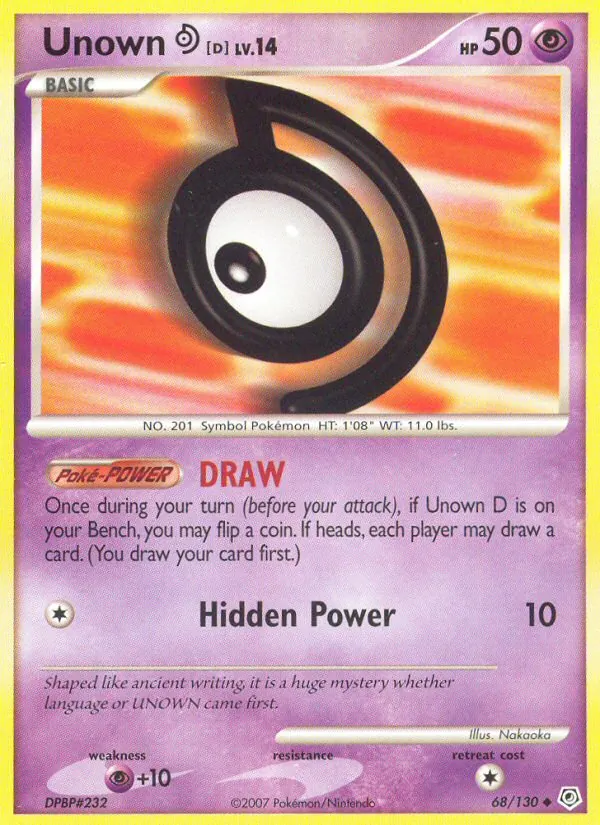 Unown D - Diamond & Pearl Pokemon Card