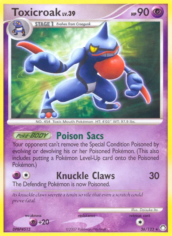 Toxicroak - Mysterious Treasures Pokemon Card