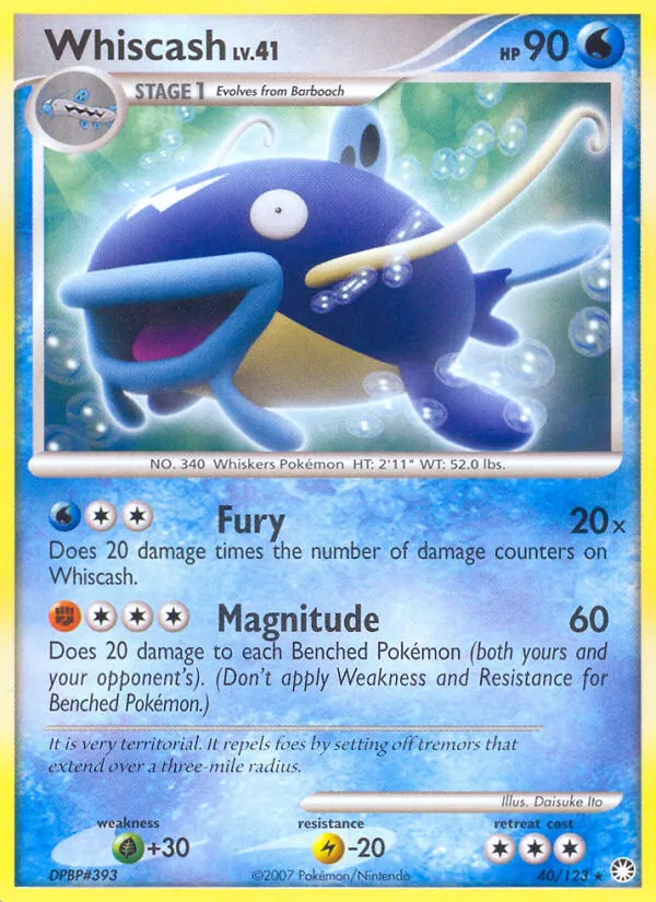 Whiscash - Mysterious Treasures Pokemon Card