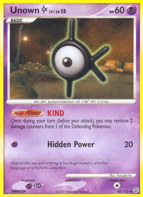 Unown K - Secret Wonders Pokemon Card