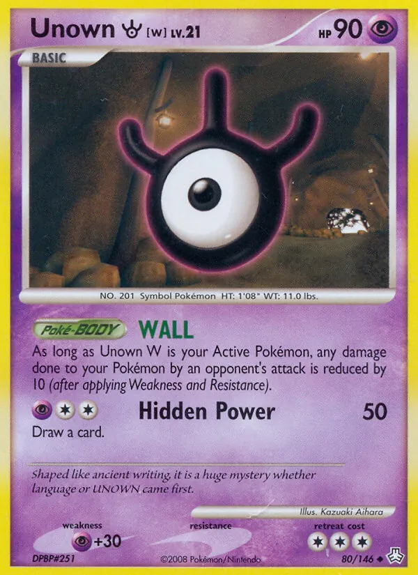 Unown W - Legends Awakened Pokemon Card
