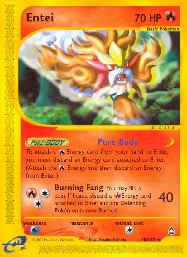 Entei - Aquapolis Pokemon Card