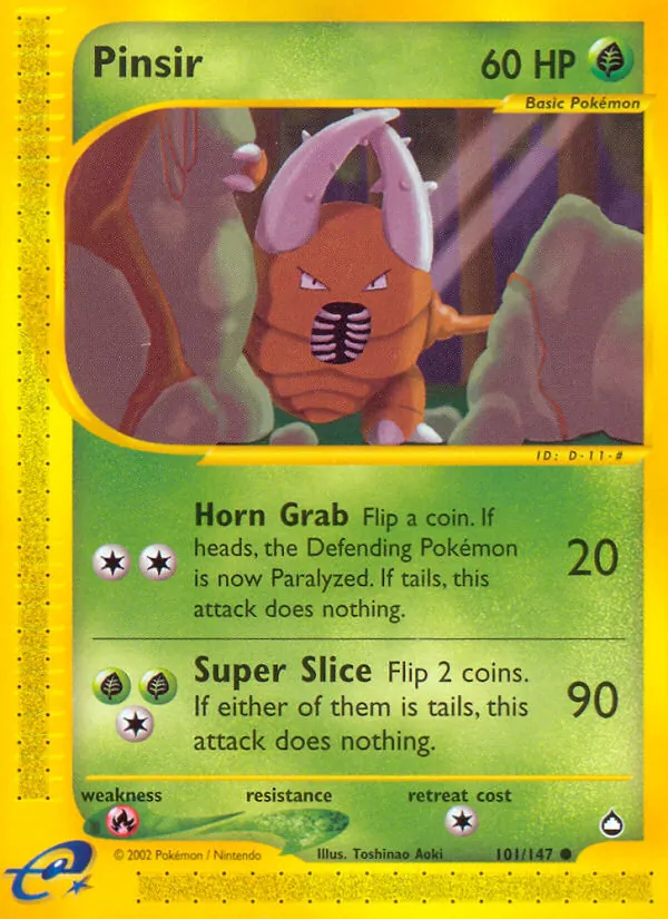 Pinsir - Aquapolis Pokemon Card