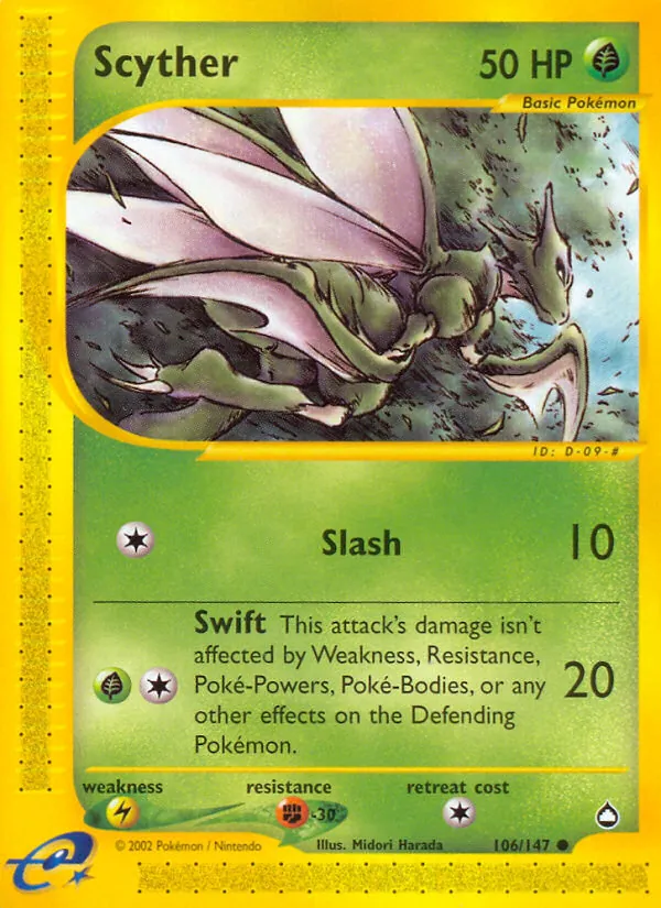 Scyther - Aquapolis Pokemon Card
