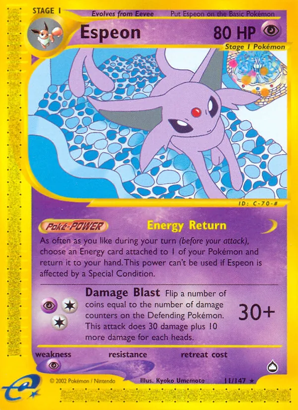 Espeon - Aquapolis Pokemon Card
