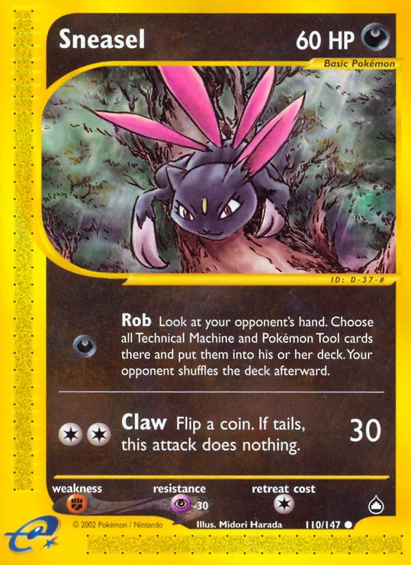 Sneasel - Aquapolis Pokemon Card
