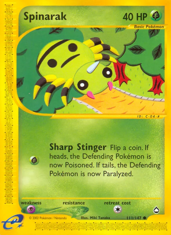 Spinarak - Aquapolis Pokemon Card