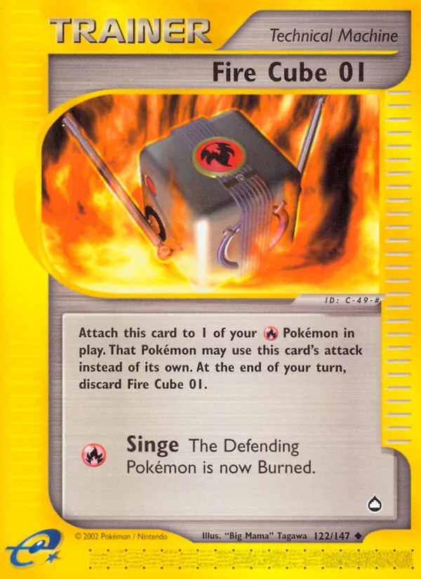Fire Cube 01 - Aquapolis Pokemon Card
