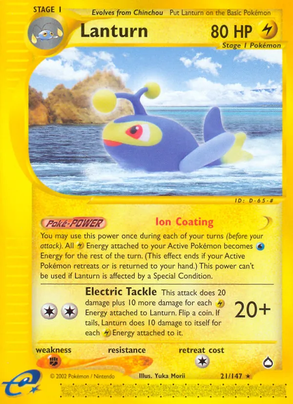 Lanturn - Aquapolis Pokemon Card
