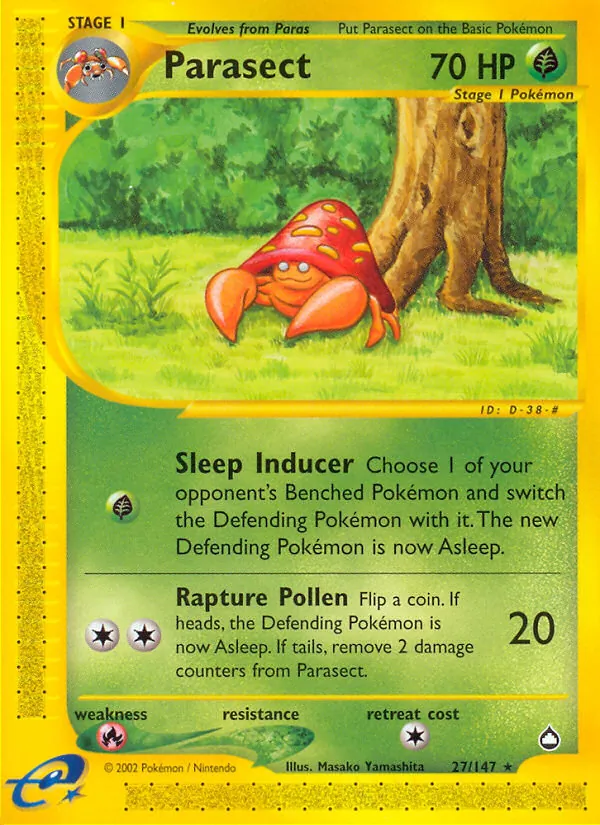 Parasect - Aquapolis Pokemon Card