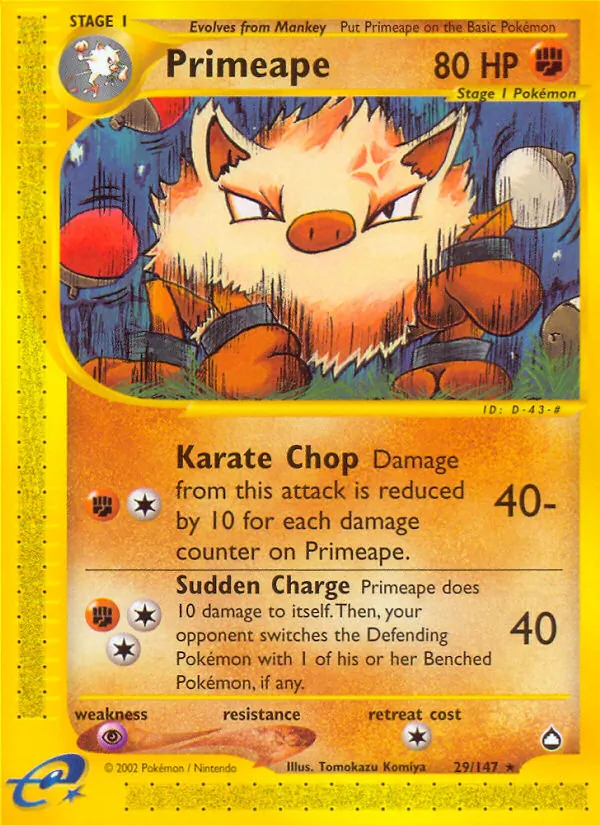 Primeape - Aquapolis Pokemon Card