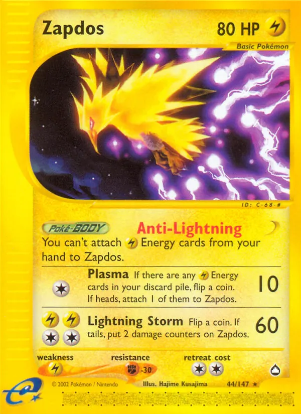Zapdos - Aquapolis Pokemon Card