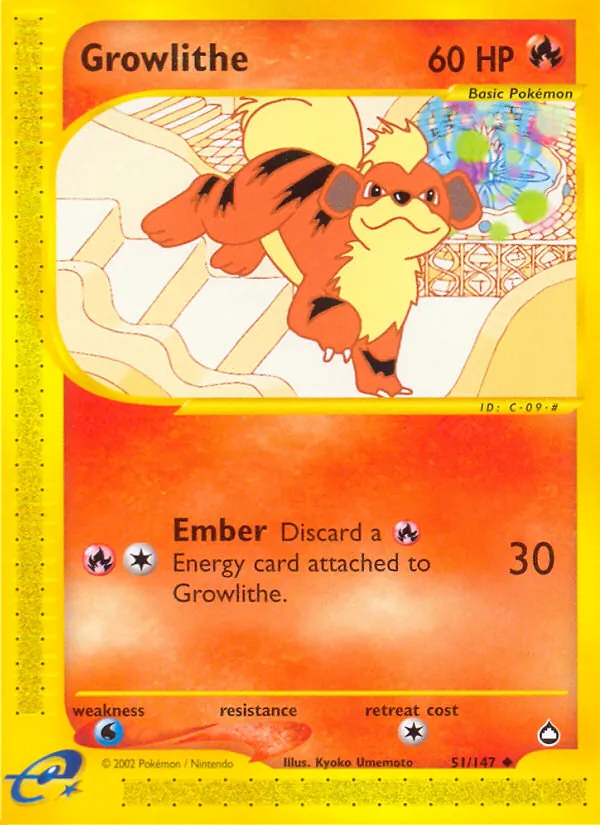 Growlithe - Aquapolis Pokemon Card