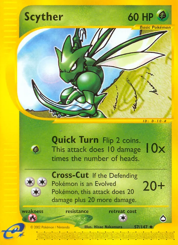 Scyther - Aquapolis Pokemon Card