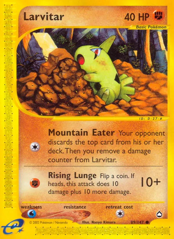 Larvitar - Aquapolis Pokemon Card