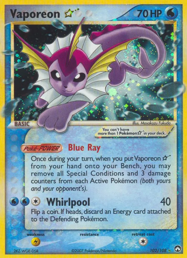 Vaporeon Star - Power Keepers Pokemon Card
