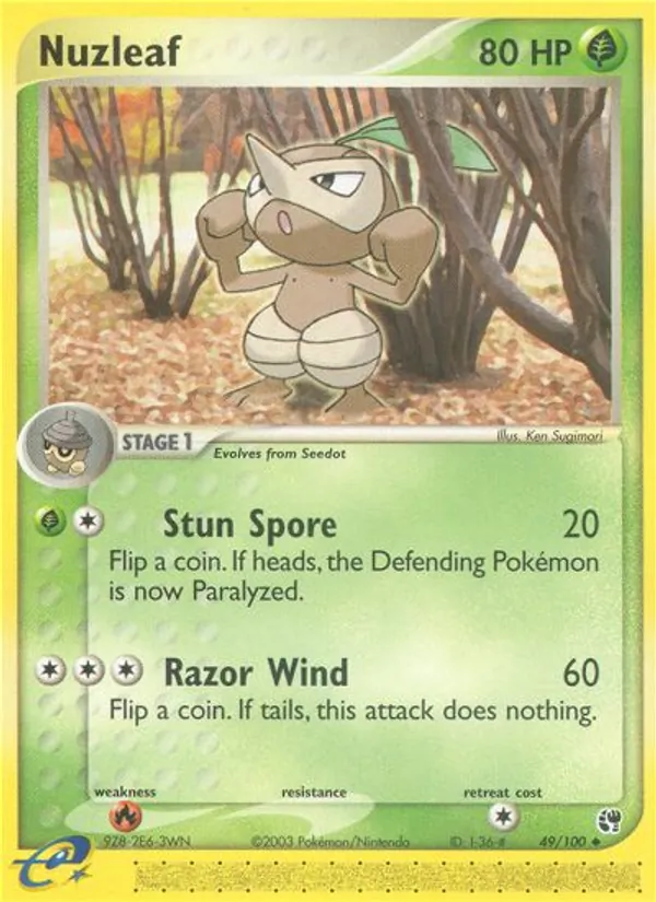 Nuzleaf - Sandstorm Pokemon Card