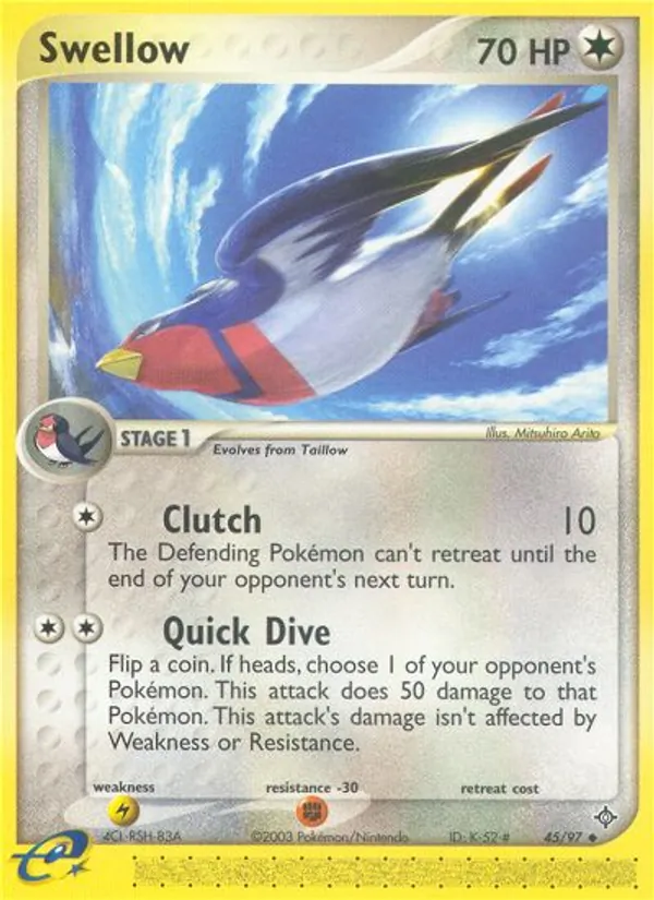 Swellow - Dragon Pokemon Card