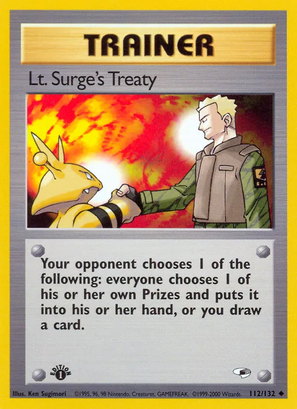 Lt. Surge's Treaty - Gym Heroes Pokemon Card