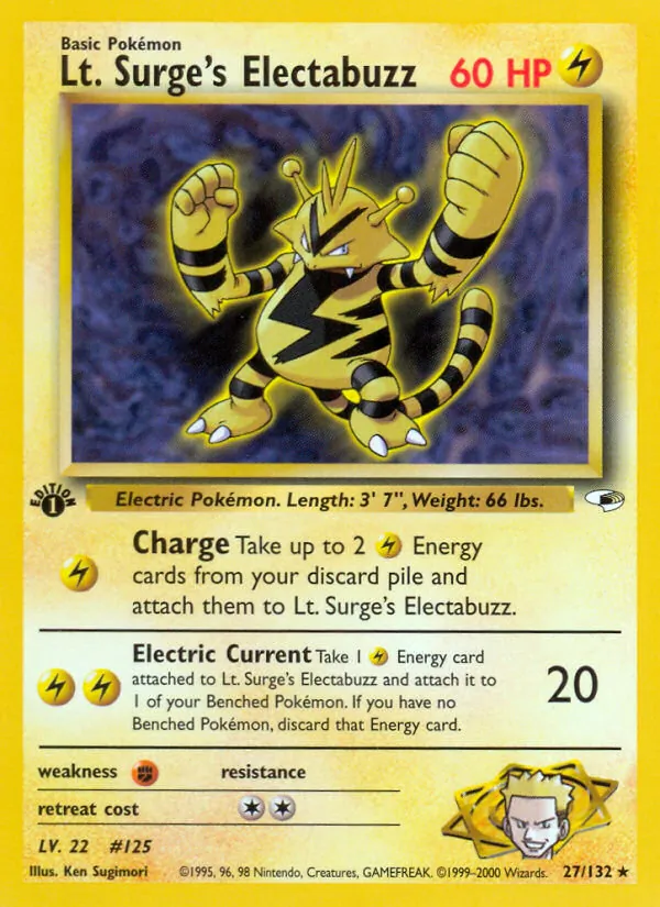 Lt. Surge's Electabuzz - Gym Heroes Pokemon Card