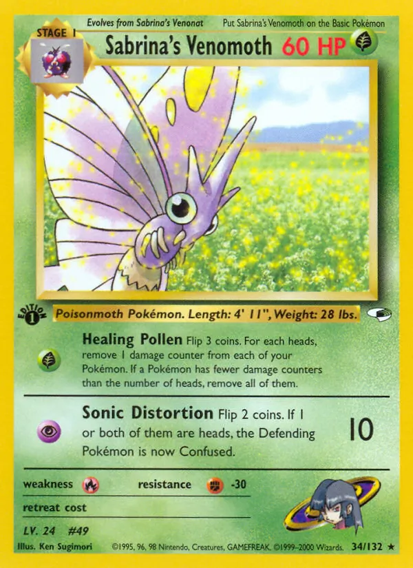 Sabrina's Venomoth - Gym Heroes Pokemon Card