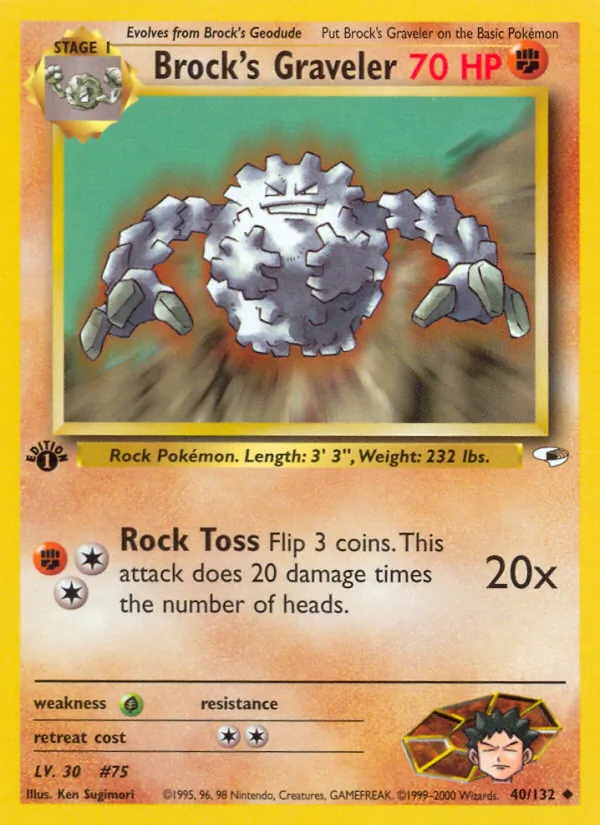 Brock's Graveler - Gym Heroes Pokemon Card