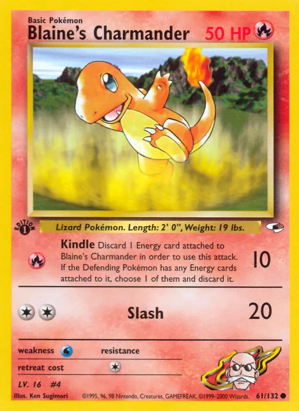 Blaine's Charmander - Gym Heroes Pokemon Card