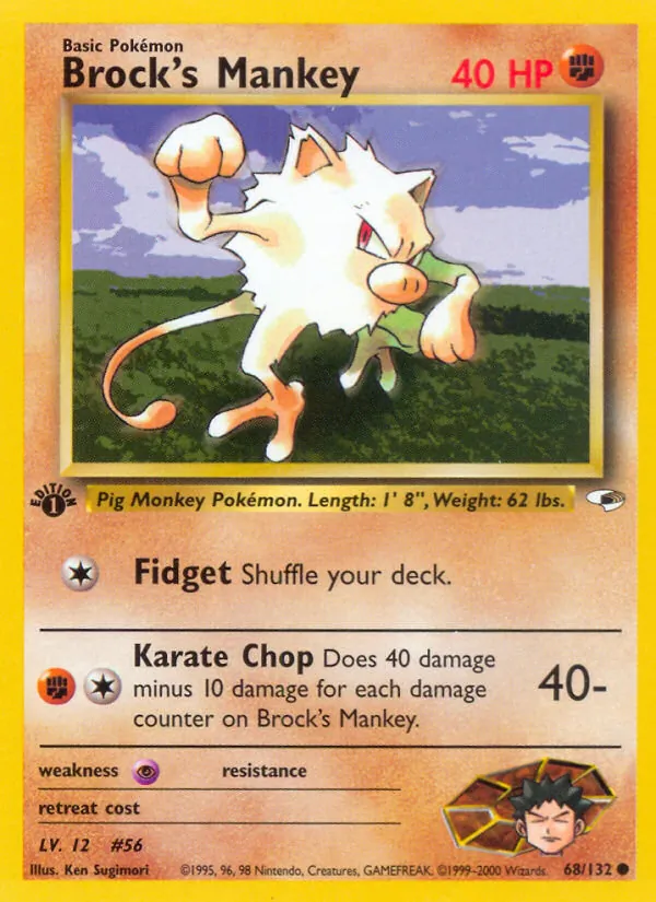 Brock's Mankey - Gym Heroes Pokemon Card