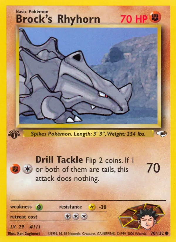 Brock's Rhyhorn - Gym Heroes Pokemon Card
