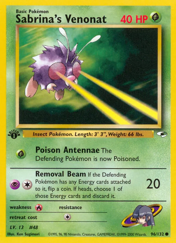 Sabrina's Venonat - Gym Heroes Pokemon Card