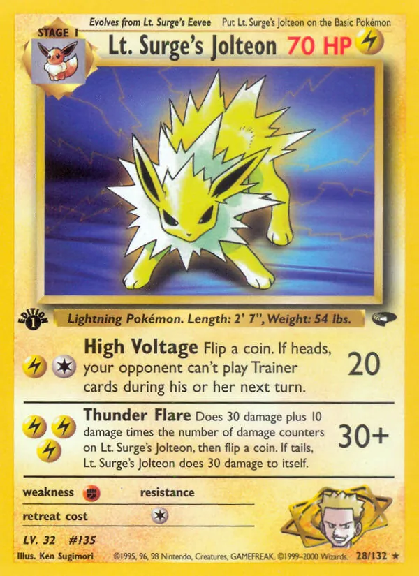 Lt. Surge's Jolteon - Gym Challenge Pokemon Card