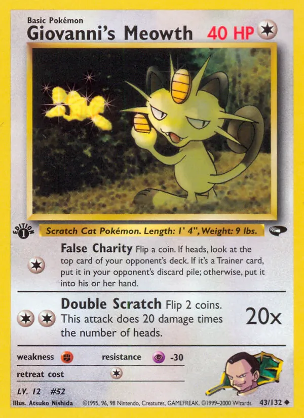 Giovanni's Meowth - Gym Challenge Pokemon Card