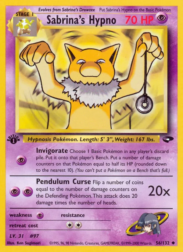 Sabrina's Hypno - Gym Challenge Pokemon Card