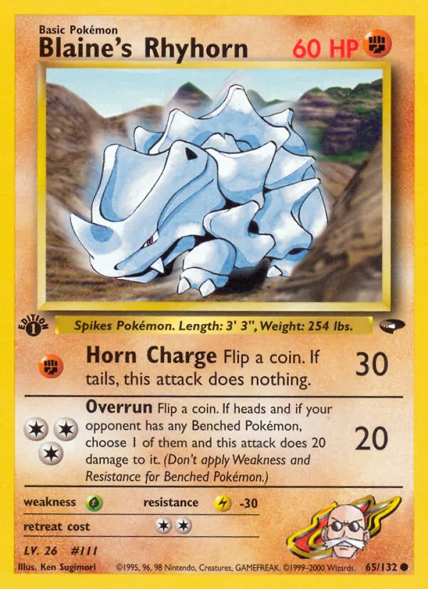 Blaine's Rhyhorn - Gym Challenge Pokemon Card