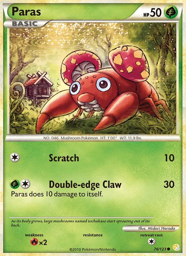 Paras - HeartGold SoulSilver Pokemon Card